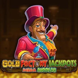 Gold Factory Jackpots Mega Moolah online game logo by Aurum Signature Studios on spinfin.gr.com